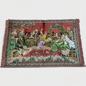 Vintage Rare Middle Eastern Dancer Scene Vintage Tapestry, Dance on Rug, Rare Tapestry, Antique Look, Gift for Home, Gift for Mom image 2