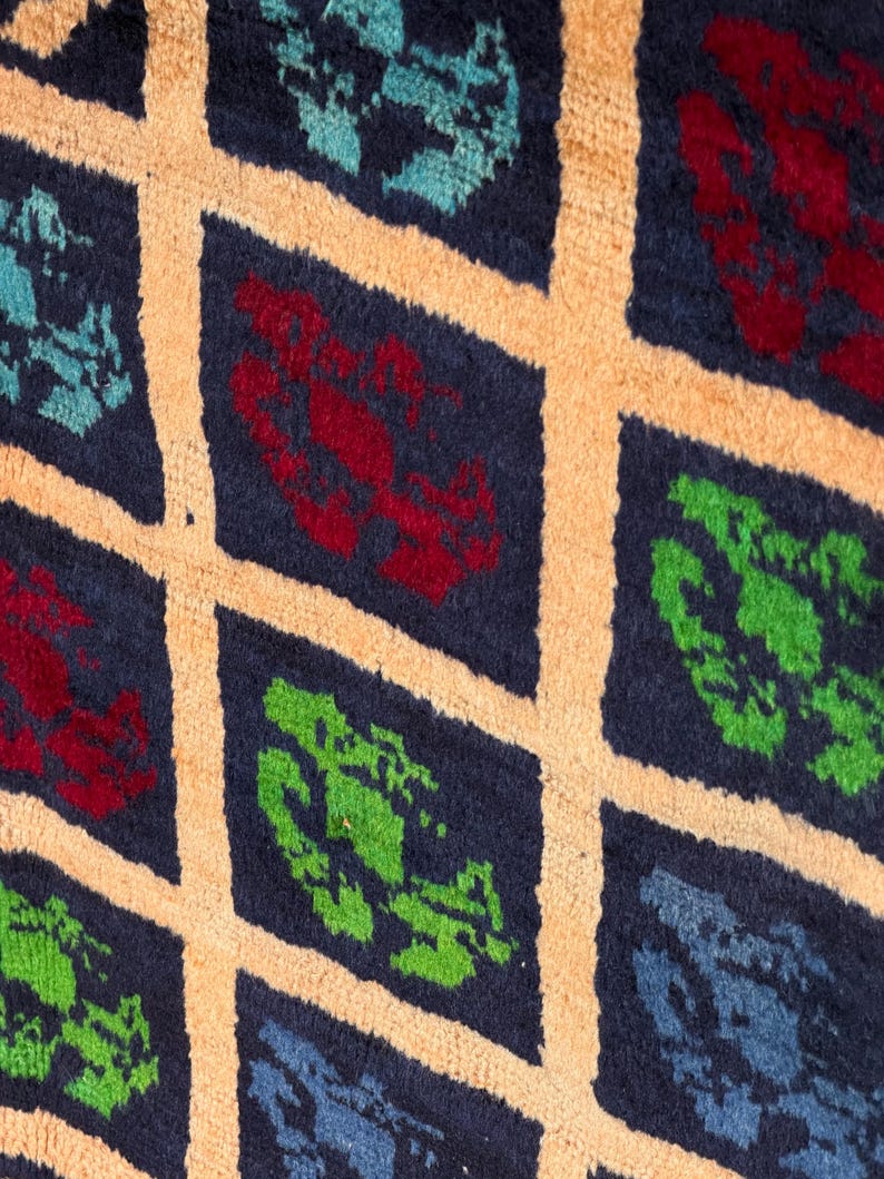 Antique Tülü Rug: Collectible Turkish Wool Rug, Geometric Design image 17