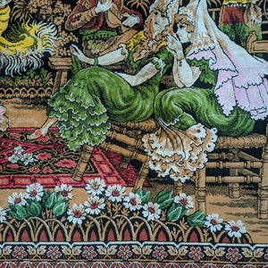 Vintage Rare Middle Eastern Dancer Scene Vintage Tapestry, Dance on Rug, Rare Tapestry, Antique Look, Gift for Home, Gift for Mom image 5