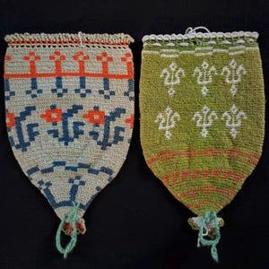 Antique Crochet Coin Pouches: Turkish Yörük Textile Pair