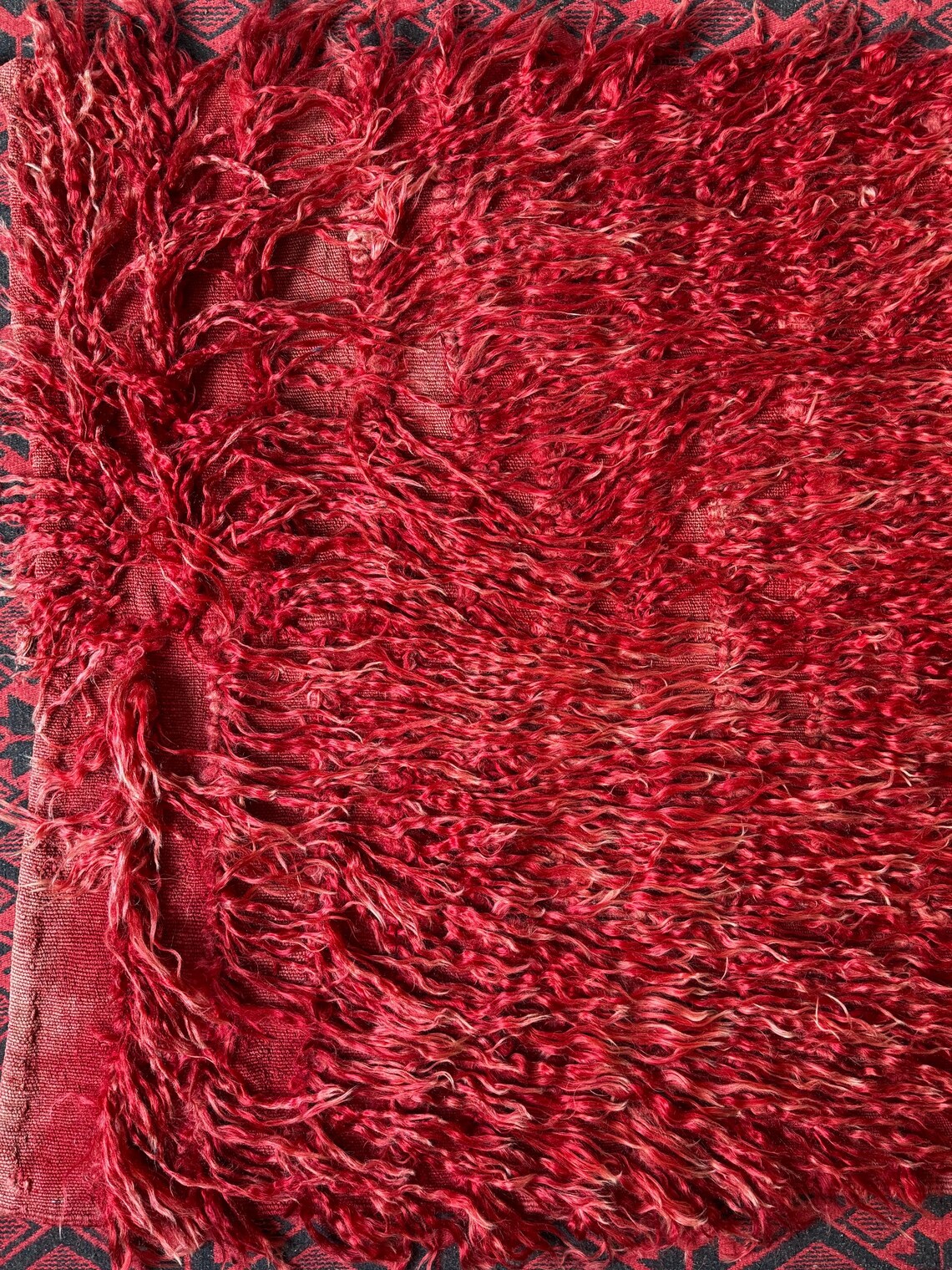 Long Red Rugs Vintage Red Tulu Rug: Shaggy Long Pile Wool, Handmade Anatolian Filikli ...