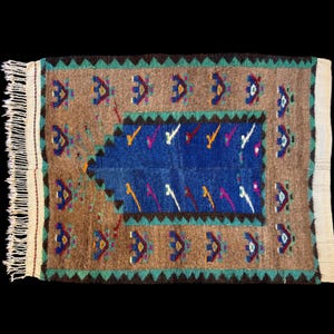 4x3”  Turkish Tulu Rug, Handmade Wool Prayer Kilim with Natural Undyed Wool, Beni Ourain Tribal Rug, Flokati Rug, Bohemian Rug