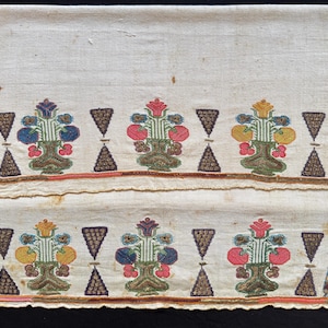 Antique Metallic Embroidered Textile: Anatolian Chest Box Decor
