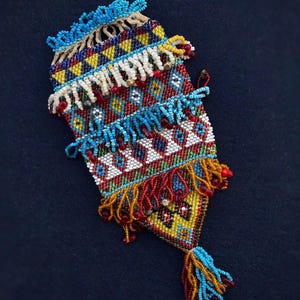 Antique Ottoman Beaded Amulet Pouch: Handmade Embroidery, Collectible Coin Purse
