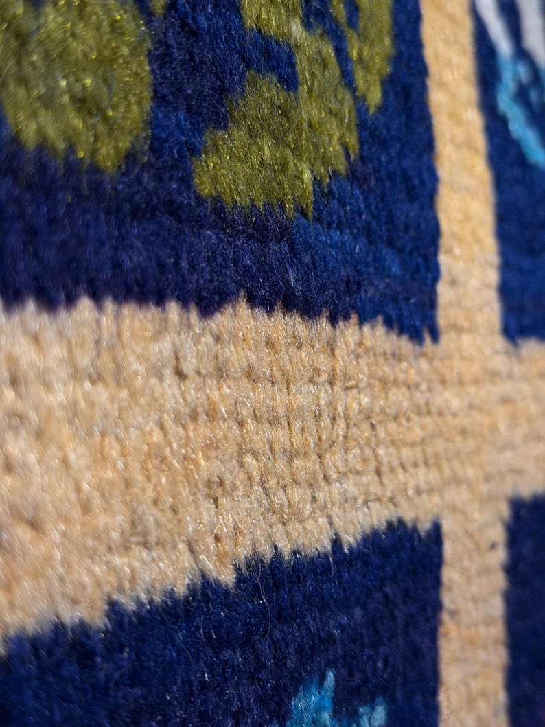 Antique Tülü Rug: Collectible Turkish Wool Rug, Geometric Design image 13