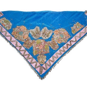 Antique Traditional Textile Costume, Waistband, Antique Blue Textile, Antique Textiles, Antique Embroidered Traditional Panel