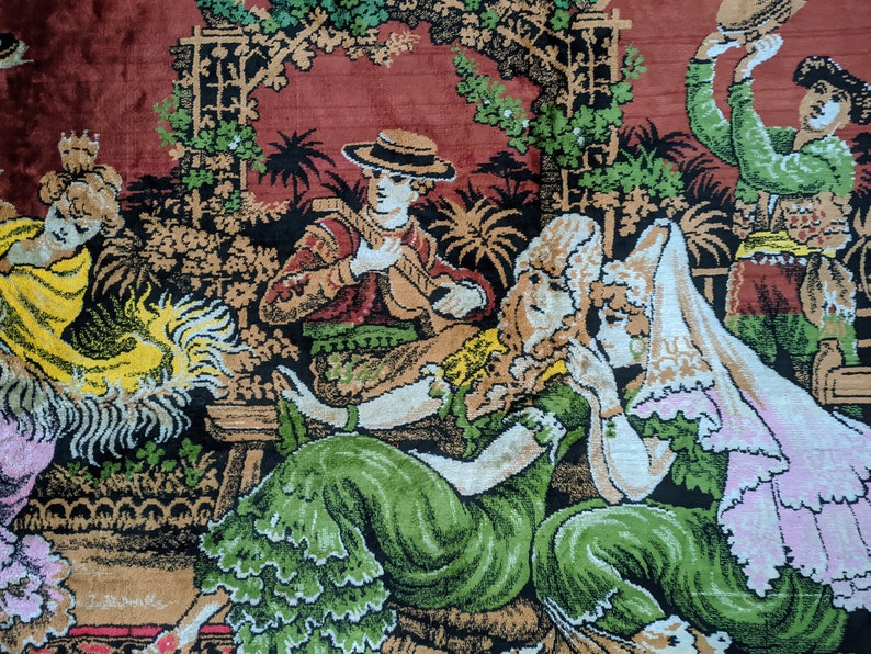 Vintage Rare Middle Eastern Dancer Scene Vintage Tapestry, Dance on Rug, Rare Tapestry, Antique Look, Gift for Home, Gift for Mom image 8