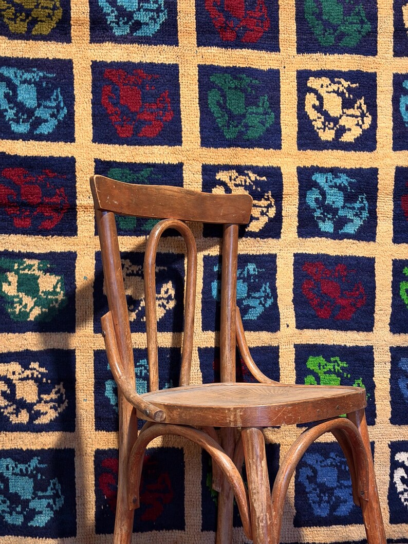 Antique Tülü Rug: Collectible Turkish Wool Rug, Geometric Design image 15