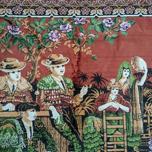Vintage Rare Middle Eastern Dancer Scene Vintage Tapestry, Dance on Rug, Rare Tapestry, Antique Look, Gift for Home, Gift for Mom image 3