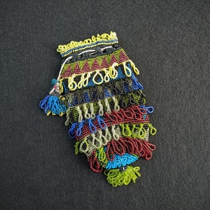 Antique Beaded Pouch/Reticule, Antique Handmade Beaded Money Bag, Antique Beaded Purse, Antique Colorful Beadwork Gift