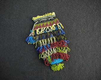 Antique Handmade Beaded Pouch: Colorful Beadwork Money Bag