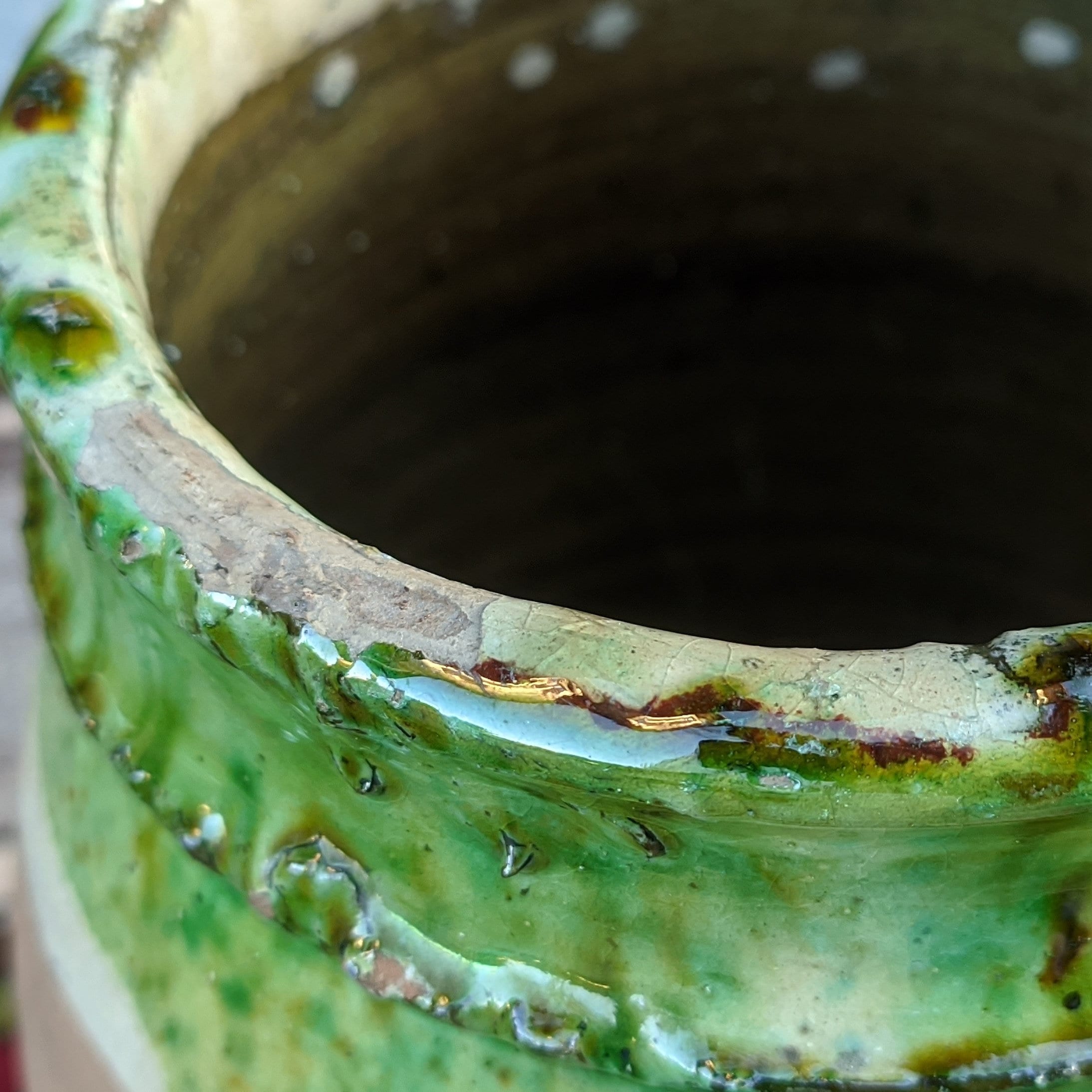 アンティークの緑釉陶器の花瓶：150年以上前のテラコッタの壷 - Etsy 日本