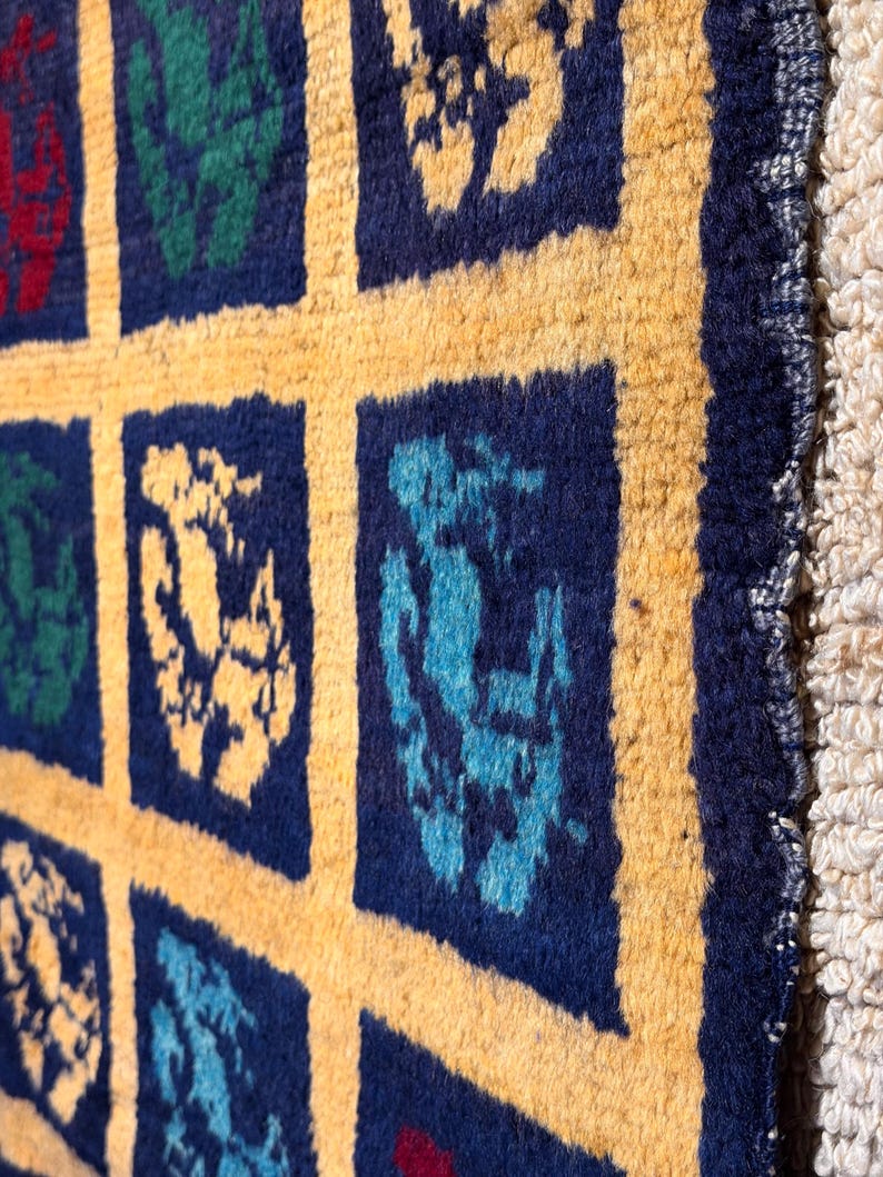 Antique Tülü Rug: Collectible Turkish Wool Rug, Geometric Design image 12