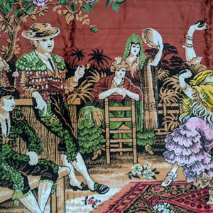 Vintage Rare Middle Eastern Dancer Scene Vintage Tapestry, Dance on Rug, Rare Tapestry, Antique Look, Gift for Home, Gift for Mom image 7