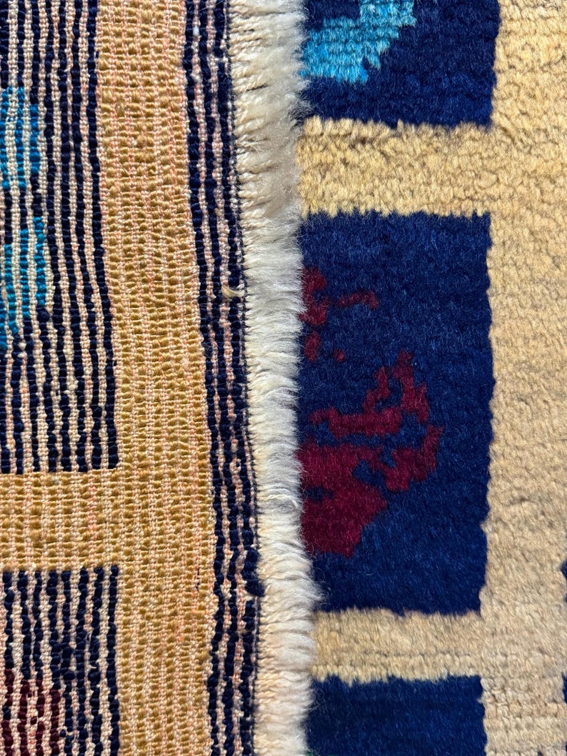 Antique Tülü Rug: Collectible Turkish Wool Rug, Geometric Design image 18
