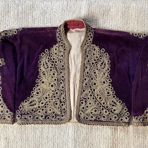 Antique Ottoman Velvet Jacket: Metallic Embroidered Cepken, 19th C.