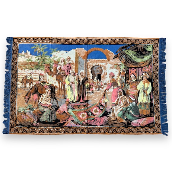 Vintage Bazaar Tapestry: 70's Turkish Wall Art Decor (74.8