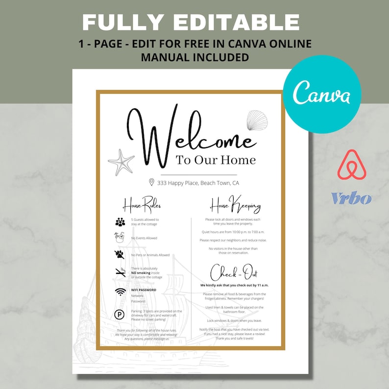 Airbnb beach theme welcome guide