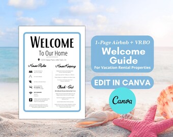 Beach House Airbnb Welcome Sign, Vacation Rental Rules (Printable)