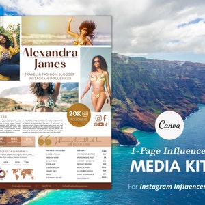 Instagram インフルエンサー メディアキット テンプレート、料金表、プレスキット、価格ガイド、価格表、ワンページ、Canva、Instagram、YouTube