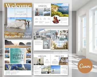 Tropical Beach Airbnb Welcome Book Template (Canva)