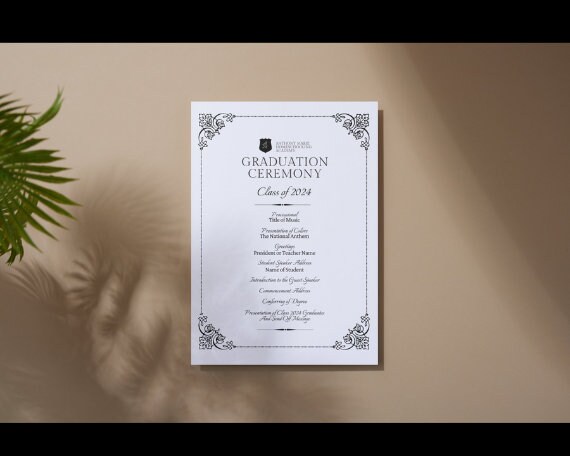 Formal Black High School Graduation Ceremony Program Template Home ...