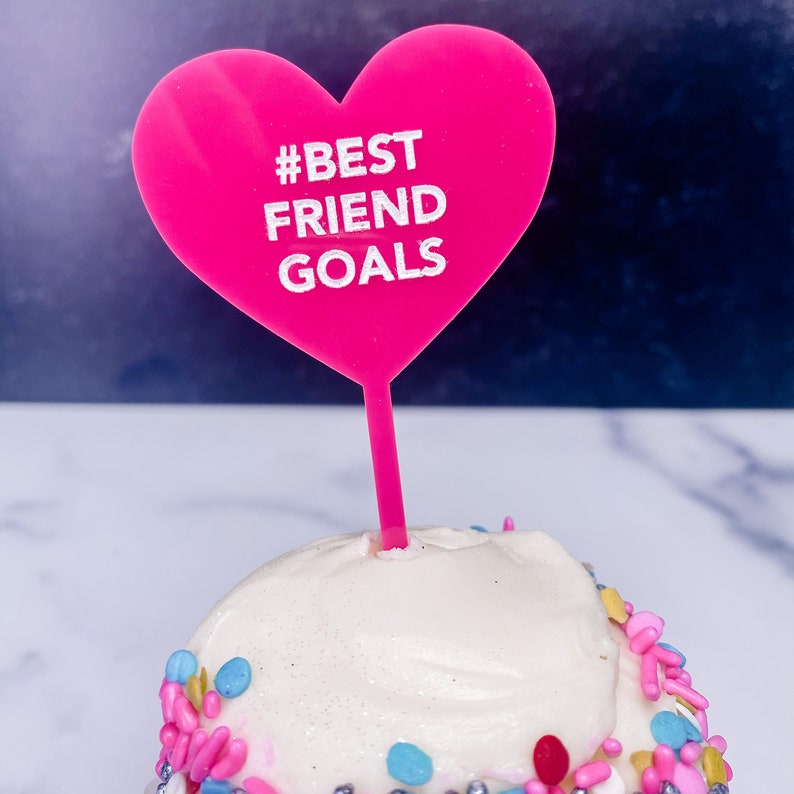 Valentine Candy Heart Cupcake Topper Set of 6 conversation heart cupcake picks with Galentines theme