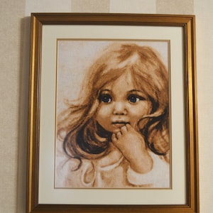 Completed Cross-stitch Girl Framed Finished Child