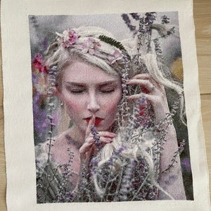 Finished Completed Cross Stitch Picture. &quot;Listening the silence&quot;. Hand Stitched | House warming Gift. Wall art.