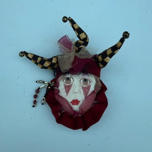 Spilla da bavero in tessuto con motivo pagliaccio giullare unico