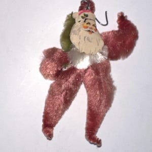 Limpiador de pipas de chenilla con cara de papel de Papá Noel vintage