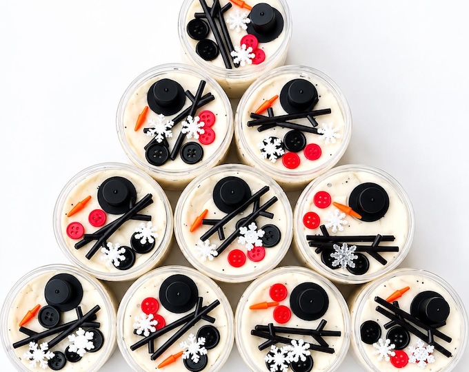 Build-A-Snowman Play Dough Kit Jar | Winter Sensory Craft & Activity | Long Lasting Dough - Great Class or Birthday Party Favor for Kids