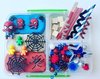 Spiderman Play Dough Kit, Superhero Play Dough Kit, Spiderman Play Dough, Superhero Sensory Kit, Spiderman Birthday Gift, Superhero Birthday