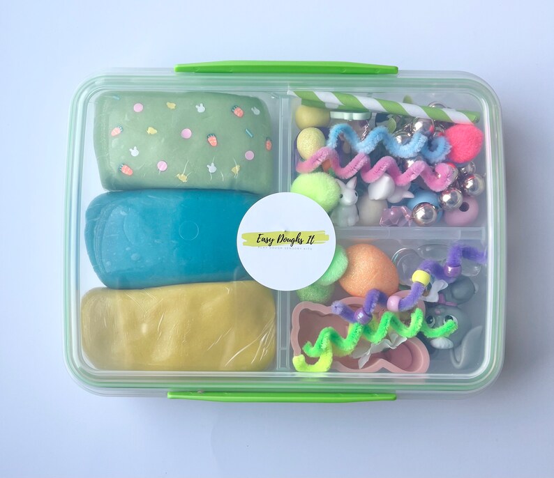Easter Play Dough Kit, Spring Play Dough Kit, Garden Play Kit, Bunny Sensory Kit, Kids Play Dough Kit, Busy Box, Sensory Kit, Sensory Bin image 6