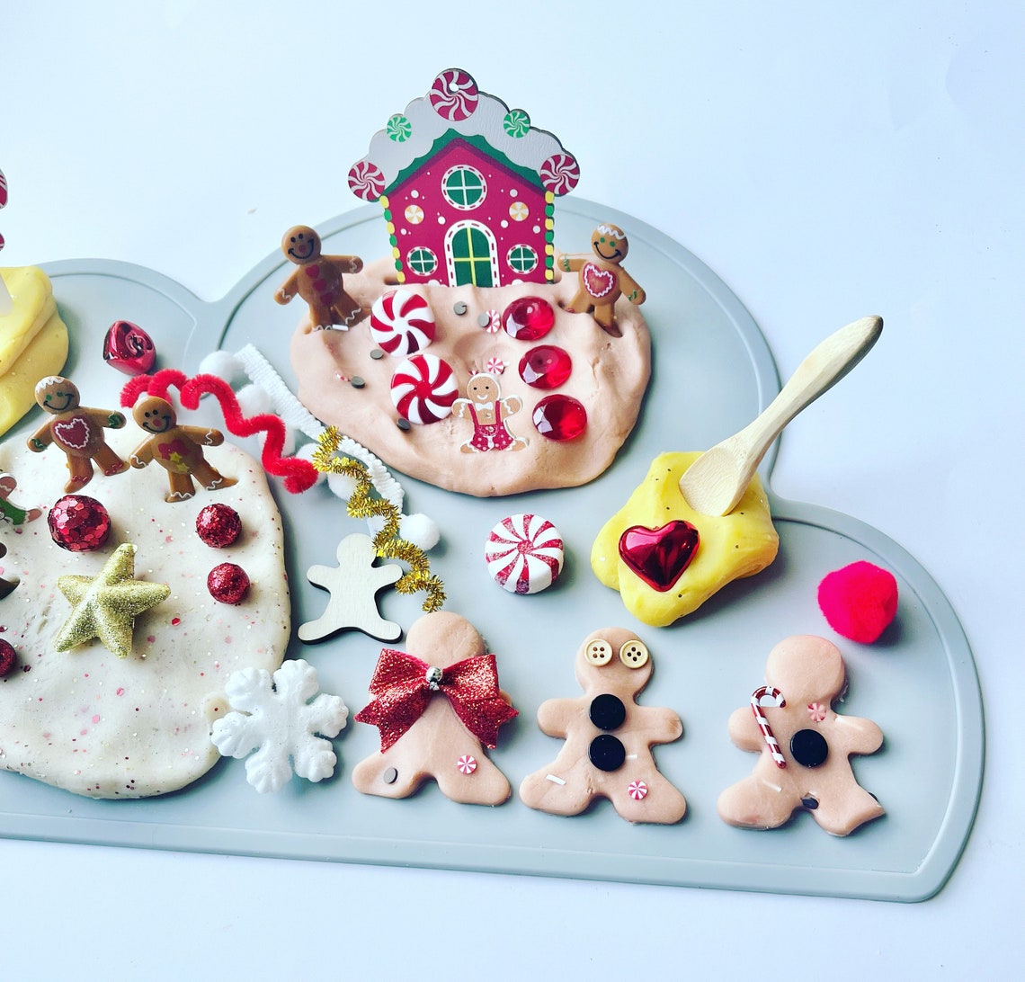Play Dough Kit Christmas Play Dough Kit Gingerbread Play Etsy