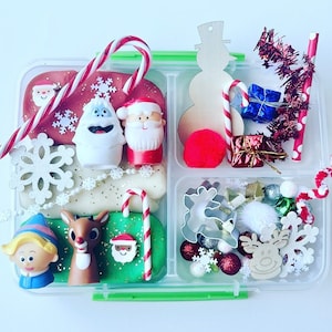 Winter Play Dough Kit, Christmas Play Dough Kit, Rudolph Play Dough Kit, Winter Play Kit, Rudolph Busy Box, Kids Play Dough Kit, Sensory Bin