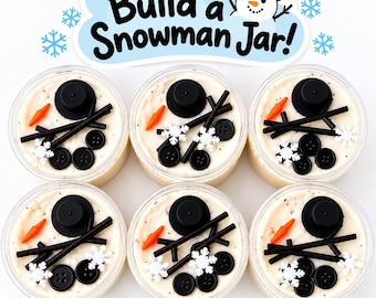 Kit de plastilina para construir muñecos de nieve en tarro / Manualidad y actividad sensorial de invierno / Plastilina de larga duración - Ideal como recuerdo para la clase o la fiesta de cumpleaños de los niños