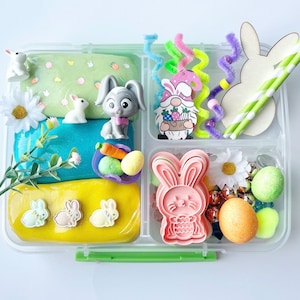 Easter Play Dough Kit, Spring Play Dough Kit, Garden Play Kit, Bunny Sensory Kit, Kids Play Dough Kit, Busy Box, Sensory Kit, Sensory Bin image 1