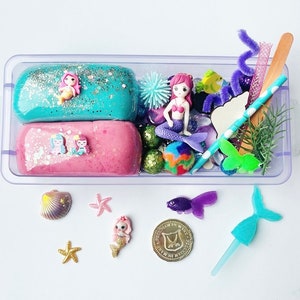 Mermaid Themed Play Dough Sensory Kit | Long-Lasting Homemade Dough-Choose Your Colors | Perfect Birthday Gift or Anytime Fun for Kids