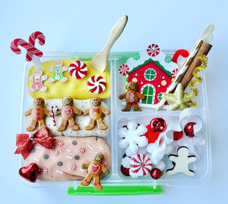 Play Dough Kit Christmas Play Dough Kit Gingerbread Play Etsy