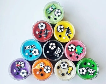 Soccer Sensory Jars with Long-Lasting Homemade Play Dough - Sports Themed Play Dough Jar for Kids - Perfect Birthday Party Favors + Activity