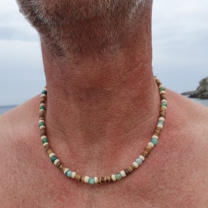 Surfer necklaces and cool summer jewelry for trend-conscious men, surfer jewelry for men, cool necklaces with beads, handmade, 2 variants Achat grün