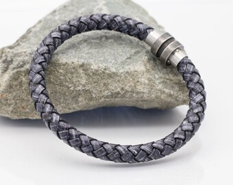Leather bracelet "Paolo" antique grey, braided, bracelet men made of leather, men's jewelry, vintage look, handmade jewelry