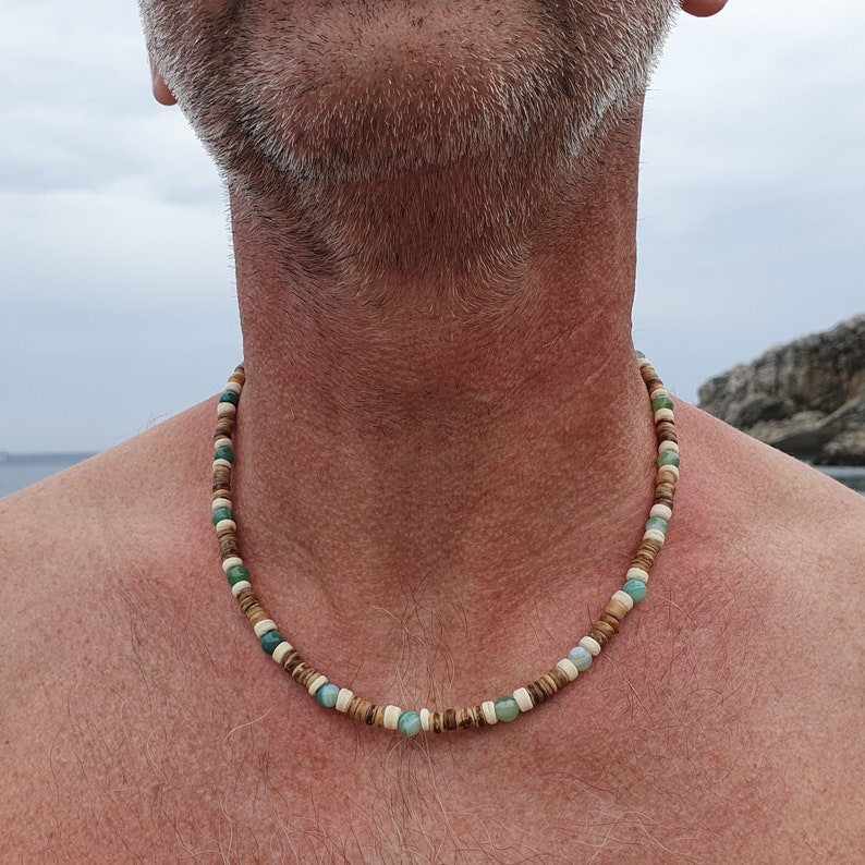 Surfer necklaces and cool summer jewelry for trend-conscious men, surfer jewelry for men, cool necklaces with beads, handmade, 2 variants image 2