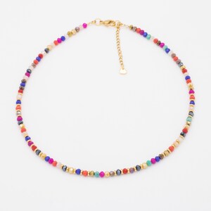 Färgglatt "Paola" halsband för kvinnor, pärlhalsband, kristallhalsband, handgjorda smycken bild 2