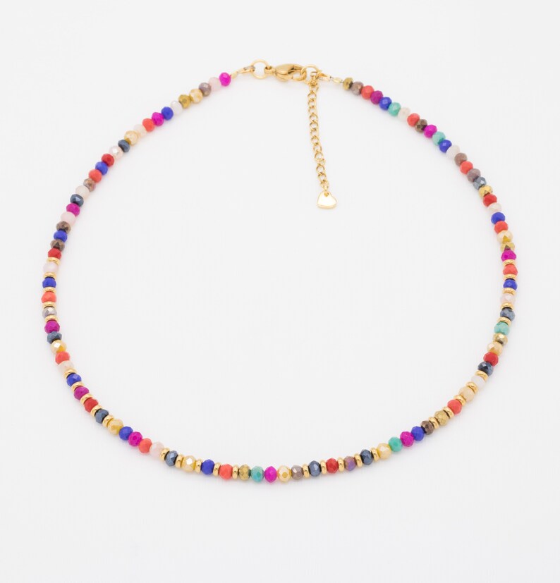 Färgglatt "Paola" halsband för kvinnor, pärlhalsband, kristallhalsband, handgjorda smycken bild 2