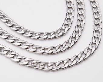Link chain "Uni" silver, various lengths, stainless steel, solid, timeless, necklace, gift