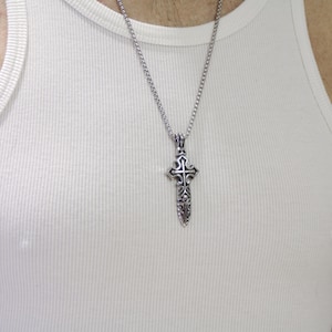 Cross, silver antique, men&#39;s chain, jewelry for men, high-quality fashion jewelry, waterproof jewelry, men&#39;s chain, Stainless stell necklace