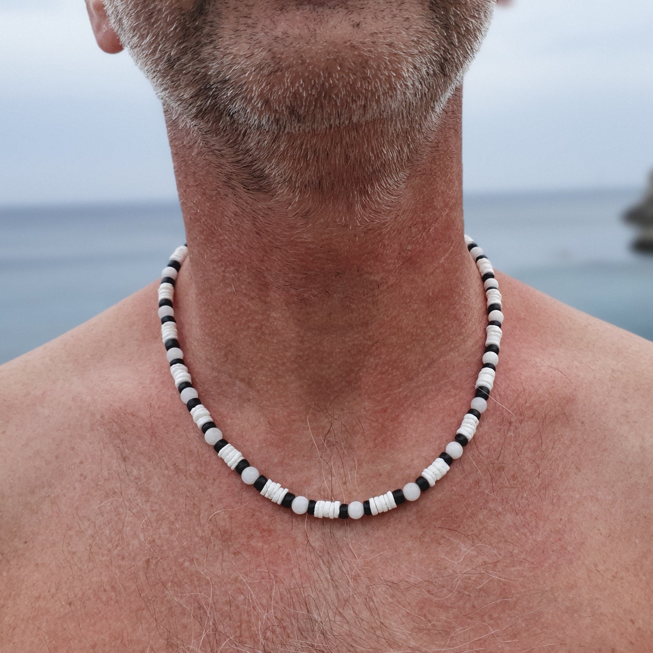 Collana Da Uomo Con Catena Da Surf In Pelle, Ciondolo - Foto 10