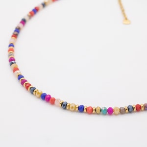 Färgglatt "Paola" halsband för kvinnor, pärlhalsband, kristallhalsband, handgjorda smycken bild 4